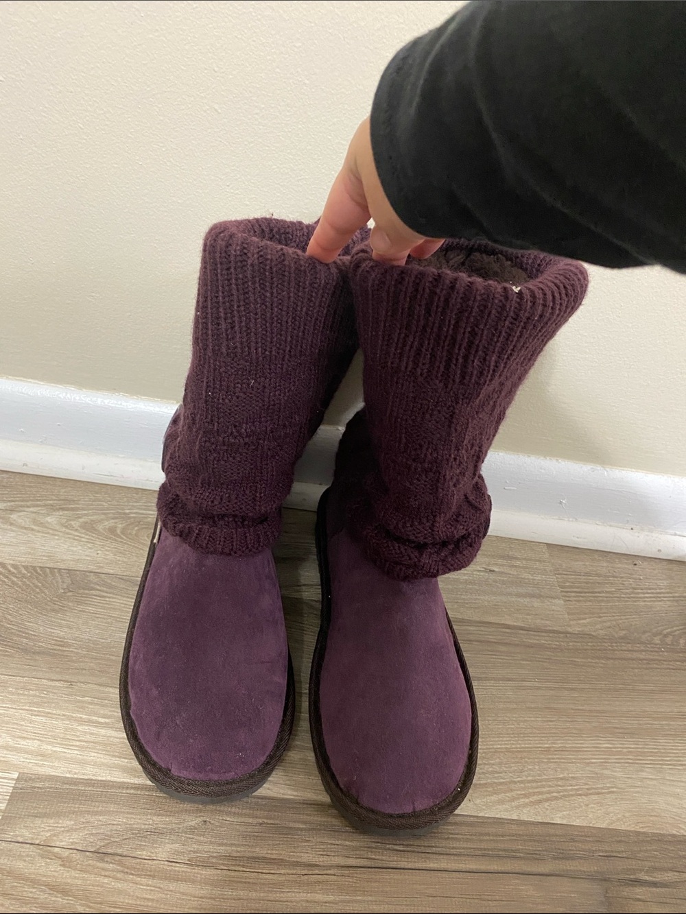 Muk Luks Women's Slouch Knit-Top Winter Boots in Plum